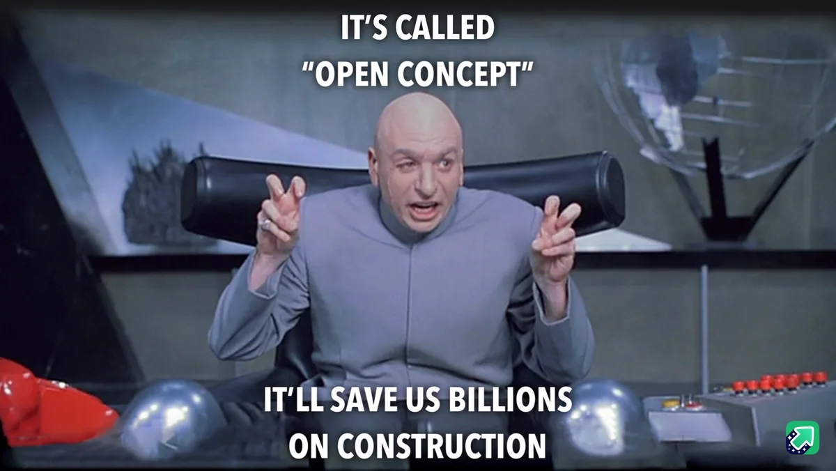 A bald man in a grey uniform sits in a futuristic chair with a shocked expression, gesturing with both hands. The overlaid…