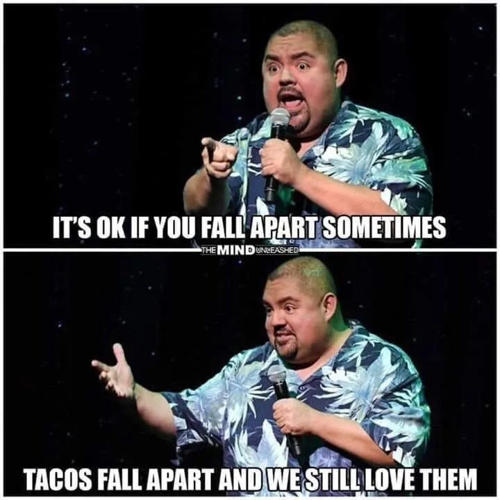 A two-panel meme featuring comedian Gabriel Iglesias on stage. In the top panel, he points emphatically with a shocked…