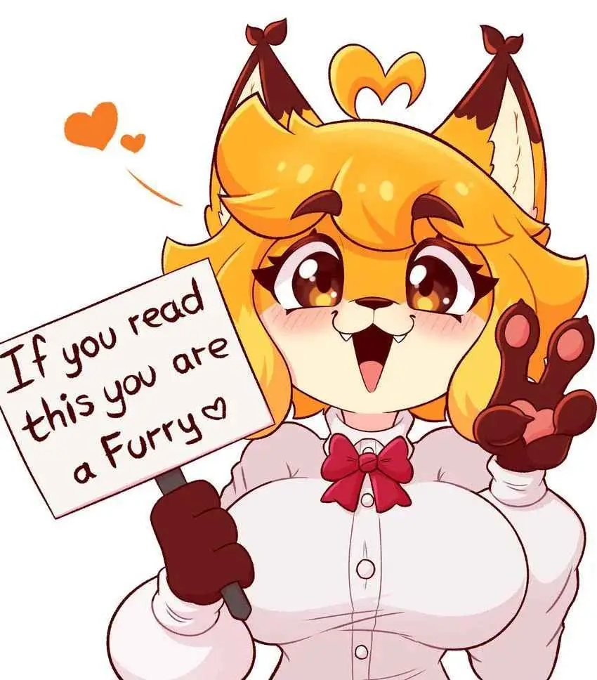 A cheerful, anthropomorphic orange fox character with large eyes and a red bowtie holds a sign that reads 'If you read this…