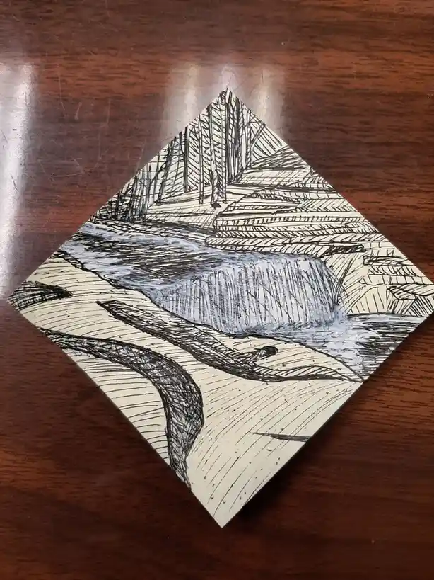 A Stunning Waterfall Made of Post-it Notes!