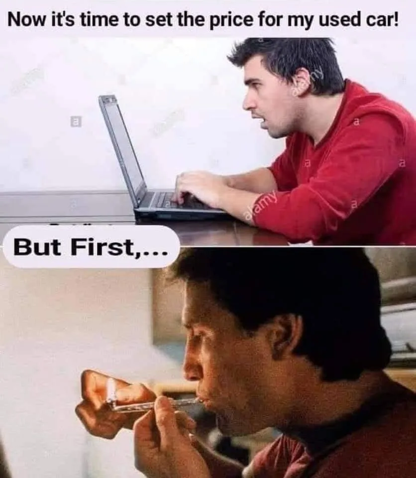 Top panel: A man in a red shirt sits at a desk typing on a laptop with a determined expression. Bottom panel: A close-up of…