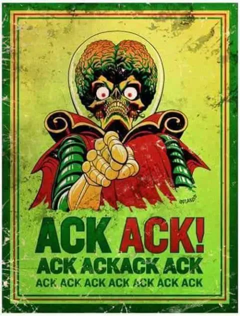 A vintage-style poster features a cartoonish, menacing skull with a brain-like head and a red cape, pointing forward with a…