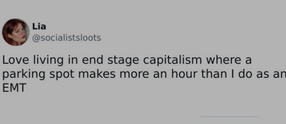 A screenshot of a tweet from user Lia (@socialistsloots) with a profile picture of a woman. The tweet text reads: 'Love…