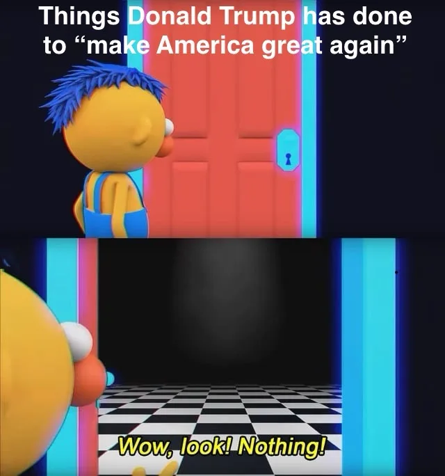 The image shows a split-screen from a 3D animated video game. In the top panel, a cartoon character with spiky blue hair and…