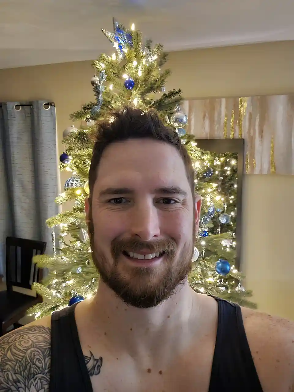 Festive Selfie Featuring a Tax-Season Surprise