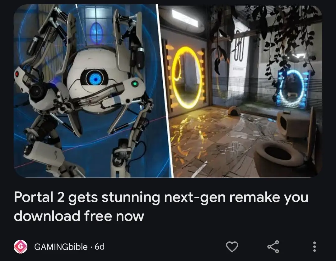 The image is split: left side shows the robot GLaDOS from Portal 2, right side shows a dilapidated, broken-down version of…