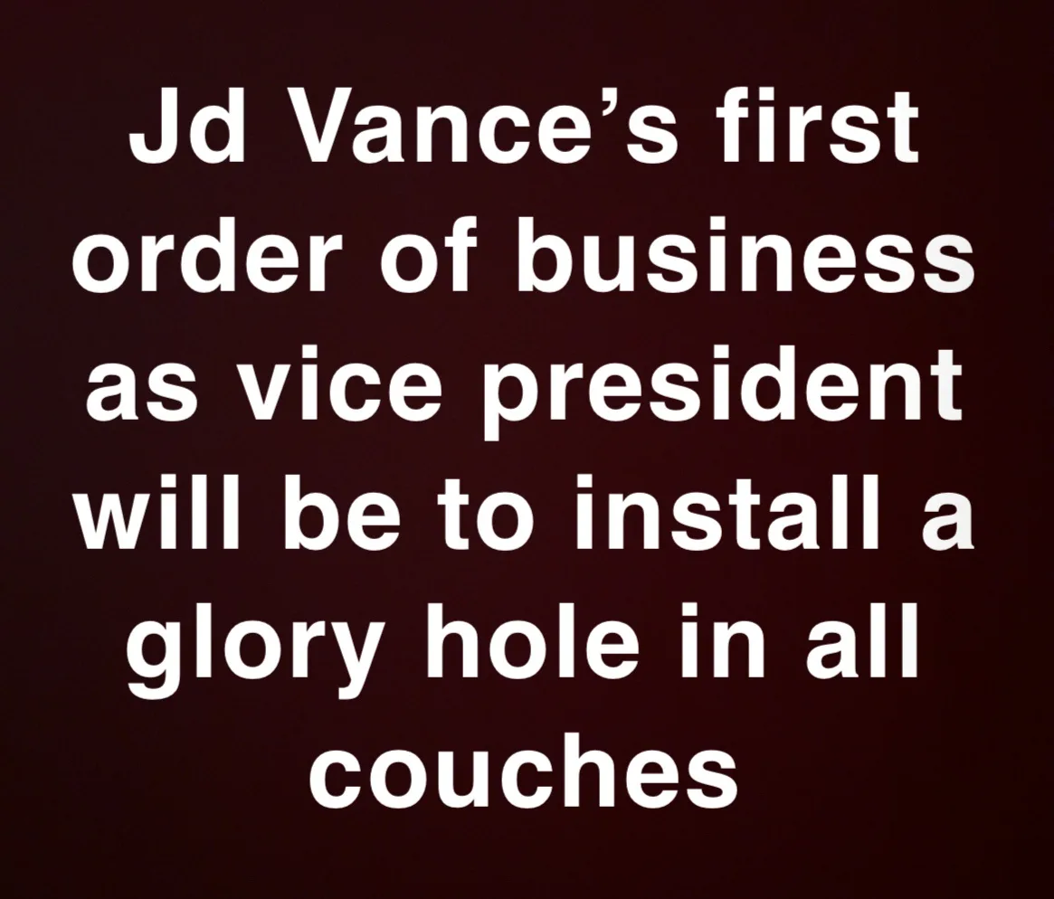 The image features a solid dark maroon background with large, white, sans-serif text centered. The text reads: 'Jd Vance's…