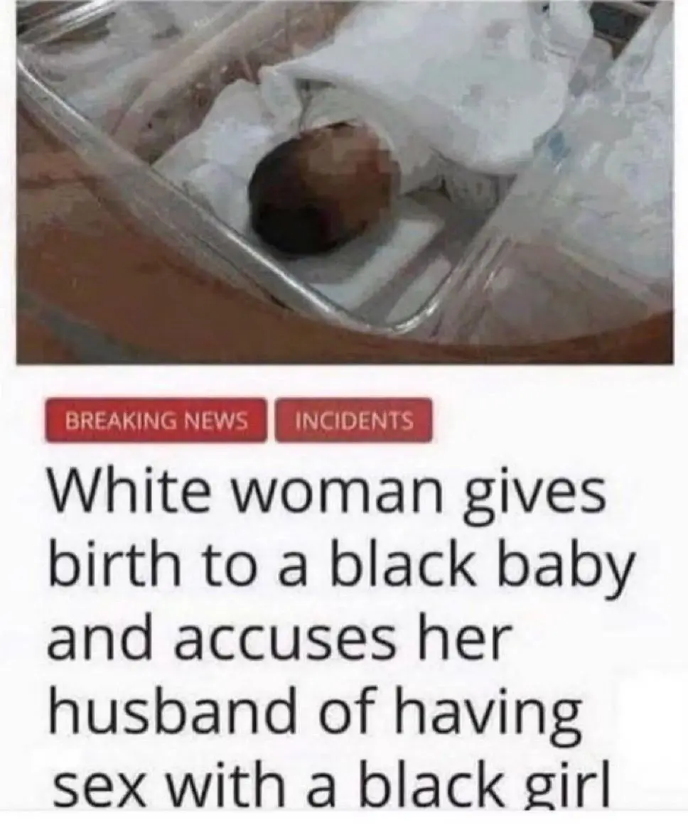 A baby wrapped in white blankets lies in a clear plastic hospital bassinet. Below the image, text mimicking a news report…