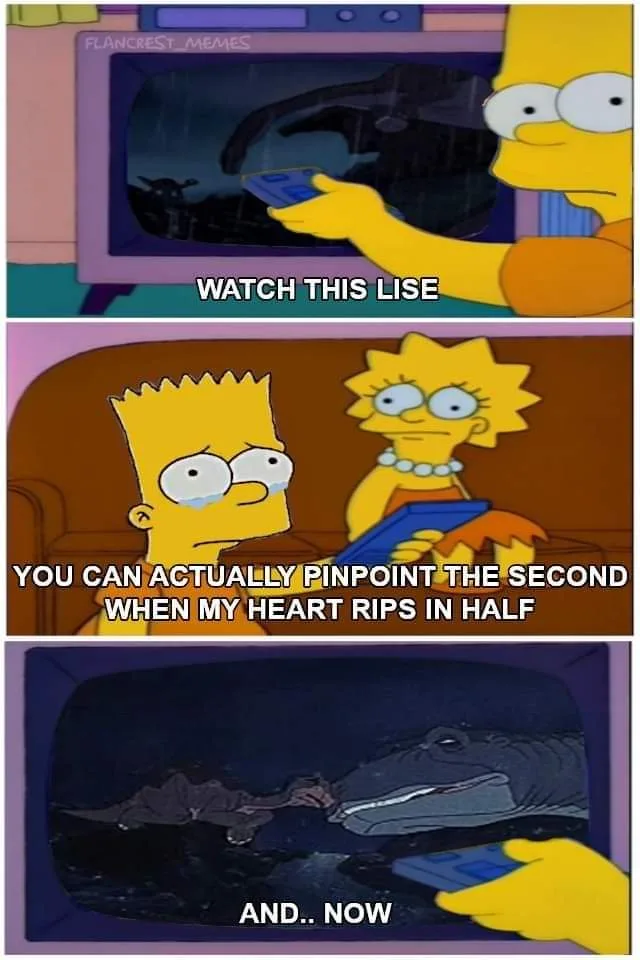 The image is a three-panel meme featuring Bart Simpson and Lisa Simpson watching TV. In the first panel, Bart holds a remote…