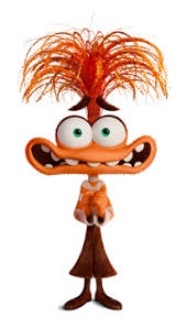 An orange cartoon character with wild, spiky hair, wide eyes, and a big grin stands against a white background. The…
