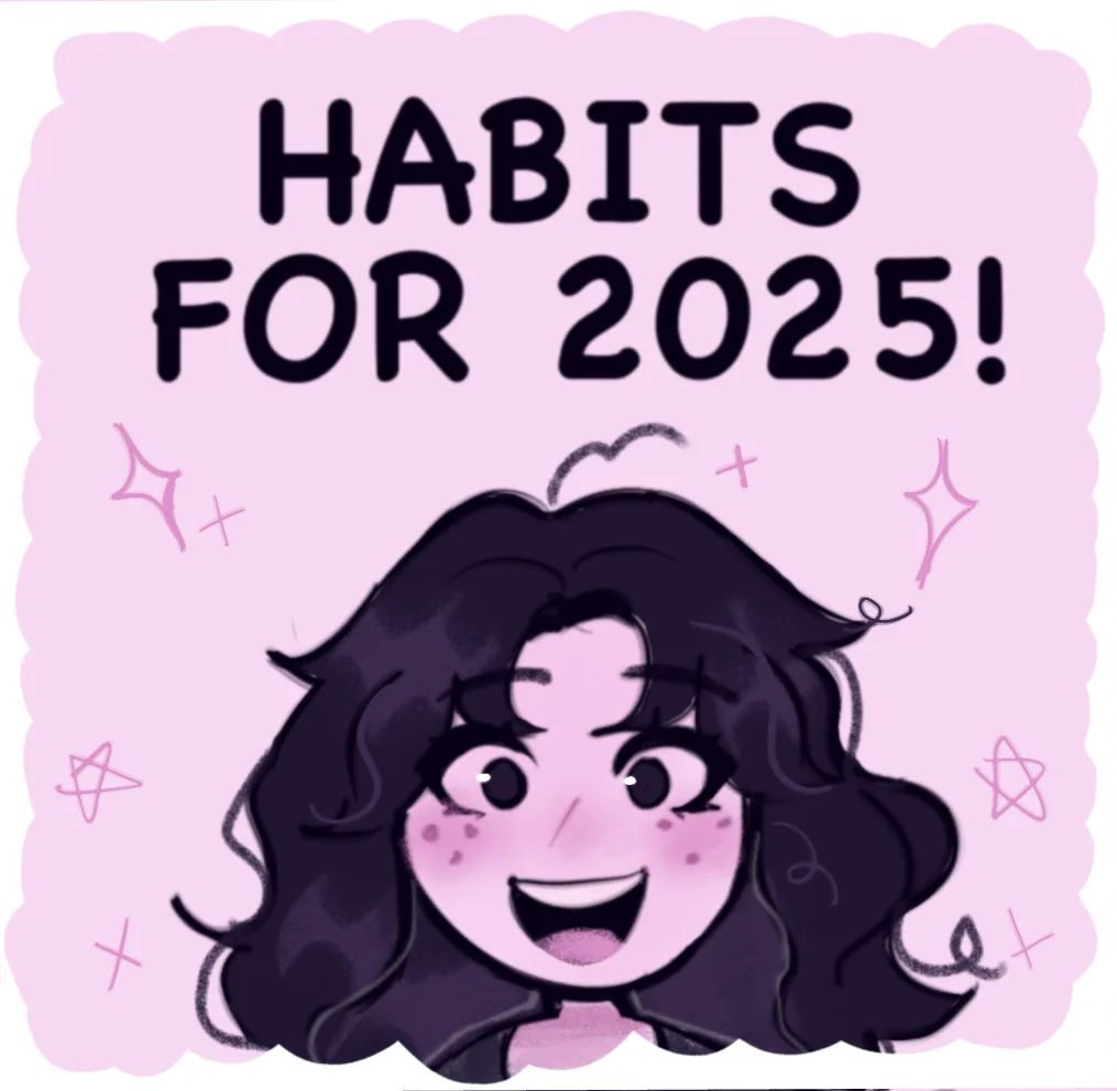 A cheerful cartoon girl with dark curly hair and rosy cheeks smiles brightly against a pink background with sparkles. Bold…