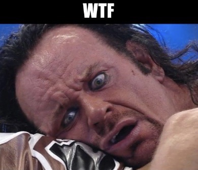 A close-up image of a man with wild, disheveled hair and an expression of extreme shock or disbelief, his eyes wide and…