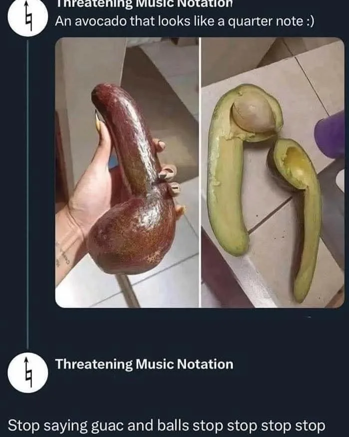The image displays two photos of an avocado: one whole, held in a hand, and one cut open, revealing its pit and flesh. The…