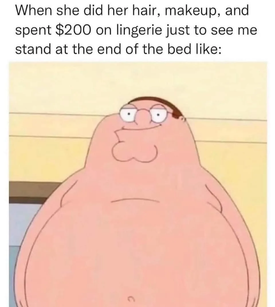 The image shows the cartoon character Peter Griffin from Family Guy, looking unimpressed and slightly bored with a flat…