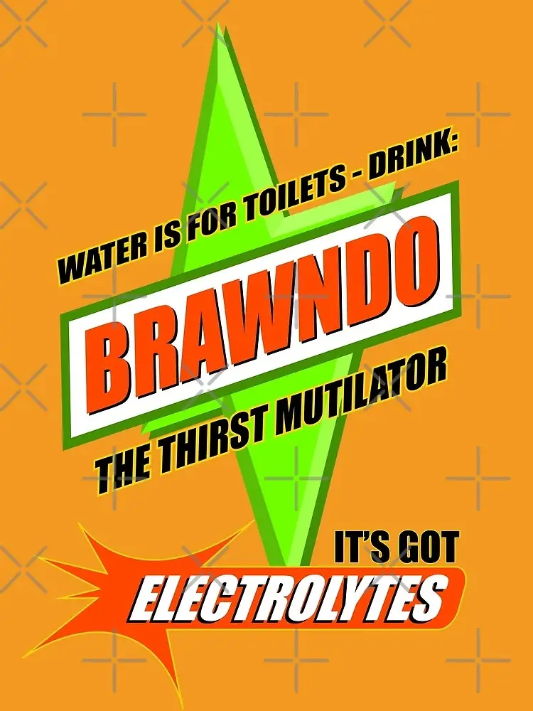 An orange background features a green, star-shaped logo with bold text. The text reads 'WATER IS FOR TOILETS - DRINK…