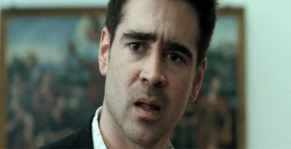 A six-panel meme strip showing actor Colin Farrell in a sequence of increasingly shocked and dismayed facial expressions…