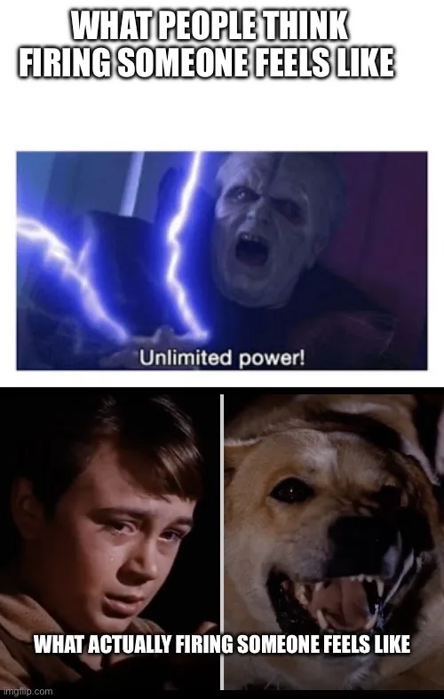 The meme features two panels. The top panel shows a pale, angry-looking man with lightning bolts around him, with the text…