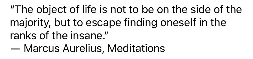 A plain white background with black serif text displaying a quote attributed to Marcus Aurelius from his work 'Meditations'…