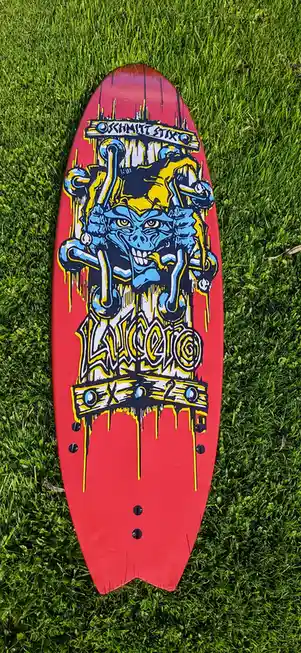 A custom John Lucero X2 surfboard that stands out