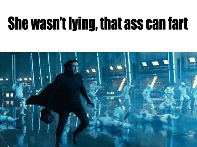 The image is a six-panel meme grid featuring scenes from the movie 'Star Wars: The Force Awakens'. Each panel shows the…