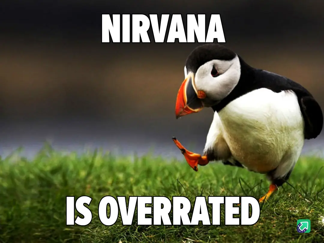 A puffin stands on green grass with one foot lifted, looking down with a skeptical expression. Large white text at the top…