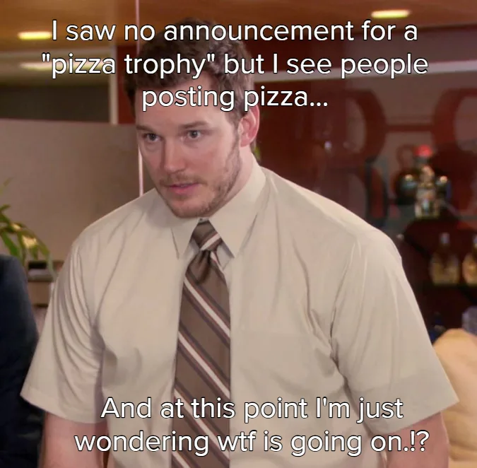 A man in a beige shirt and striped tie looks confused and slightly annoyed, with white text overlaid on the image. The text…