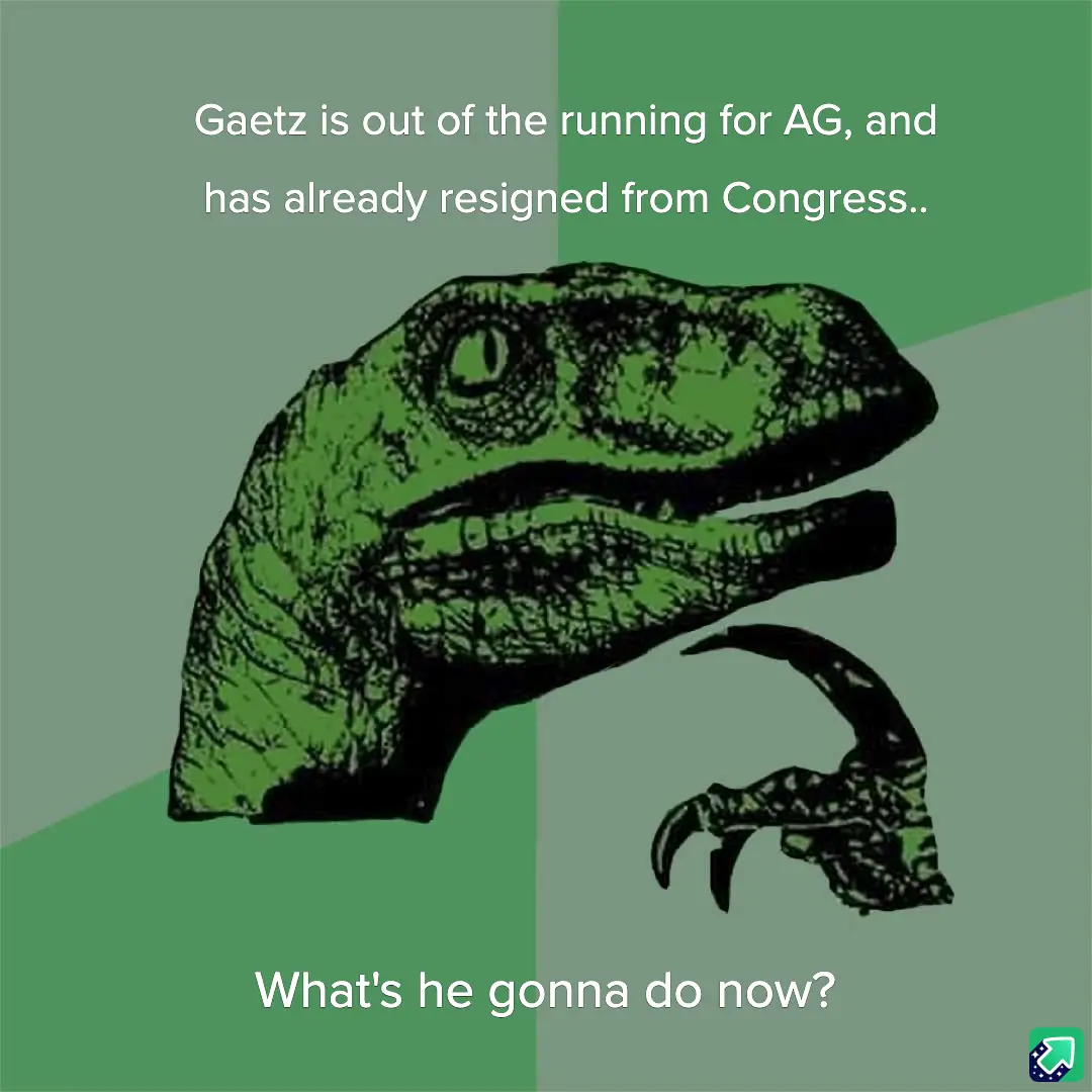 The image features the iconic green 'Philosoraptor' dinosaur illustration with a thoughtful expression and one claw raised…