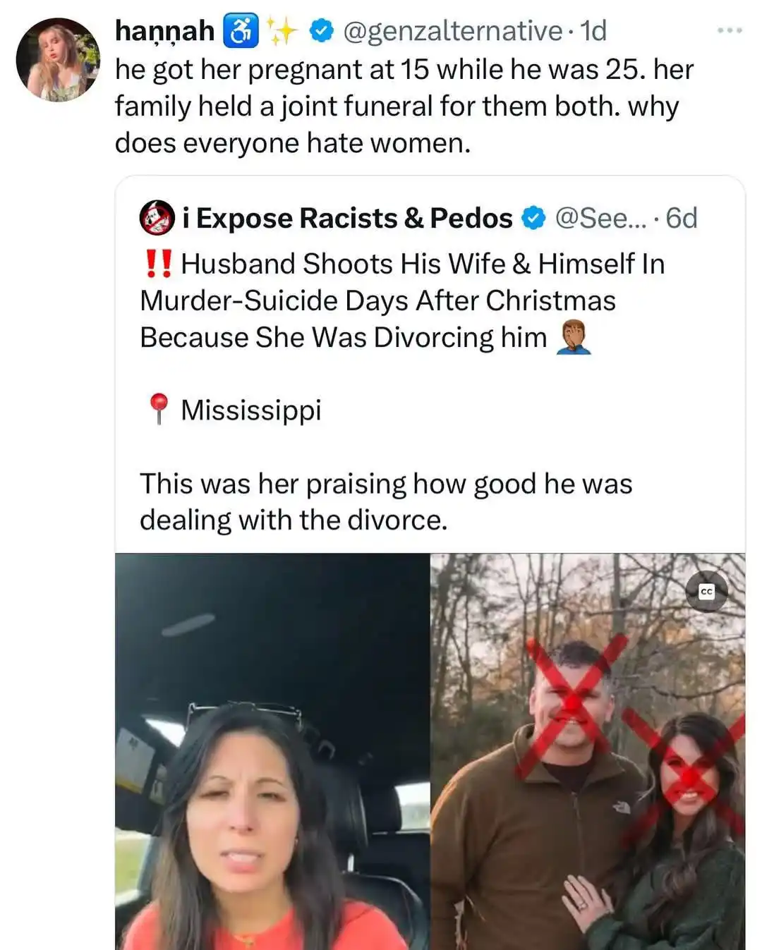 A screenshot of a Twitter thread where a user shares a news article about a husband and wife who died in a murder-suicide…