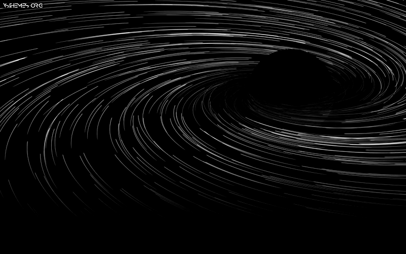 The image shows six panels of a star trail photograph, each depicting swirling light trails around a dark central object…