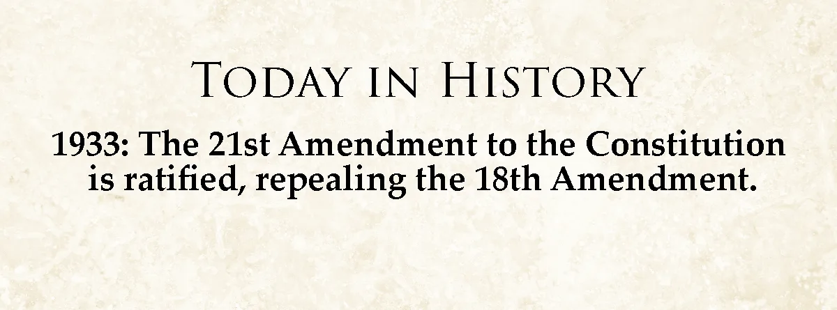 The image displays a beige, parchment-textured background with black serif text. The top line reads 'TODAY IN HISTORY' in a…