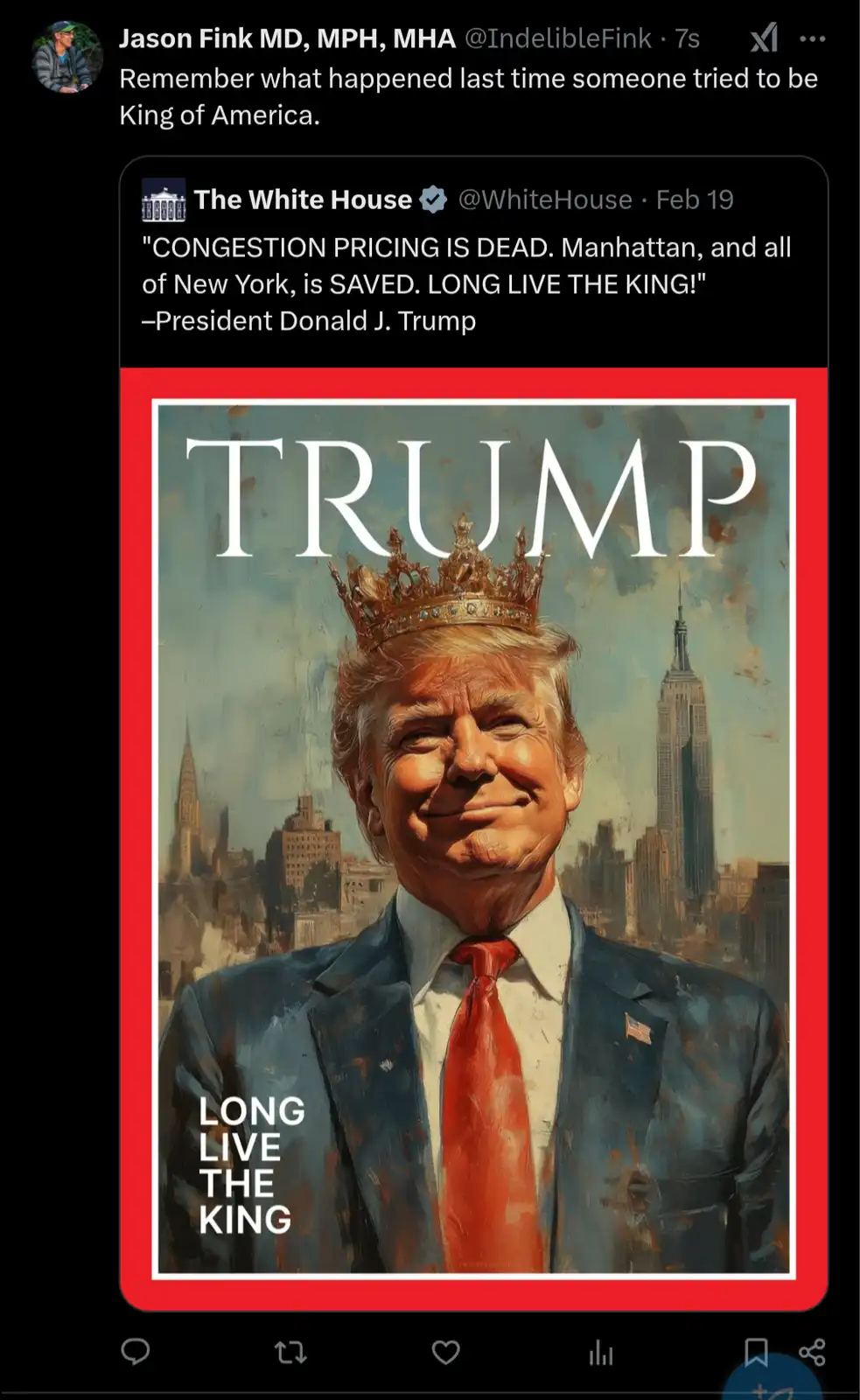 He's Not Trying to Be King: A Humorous Take