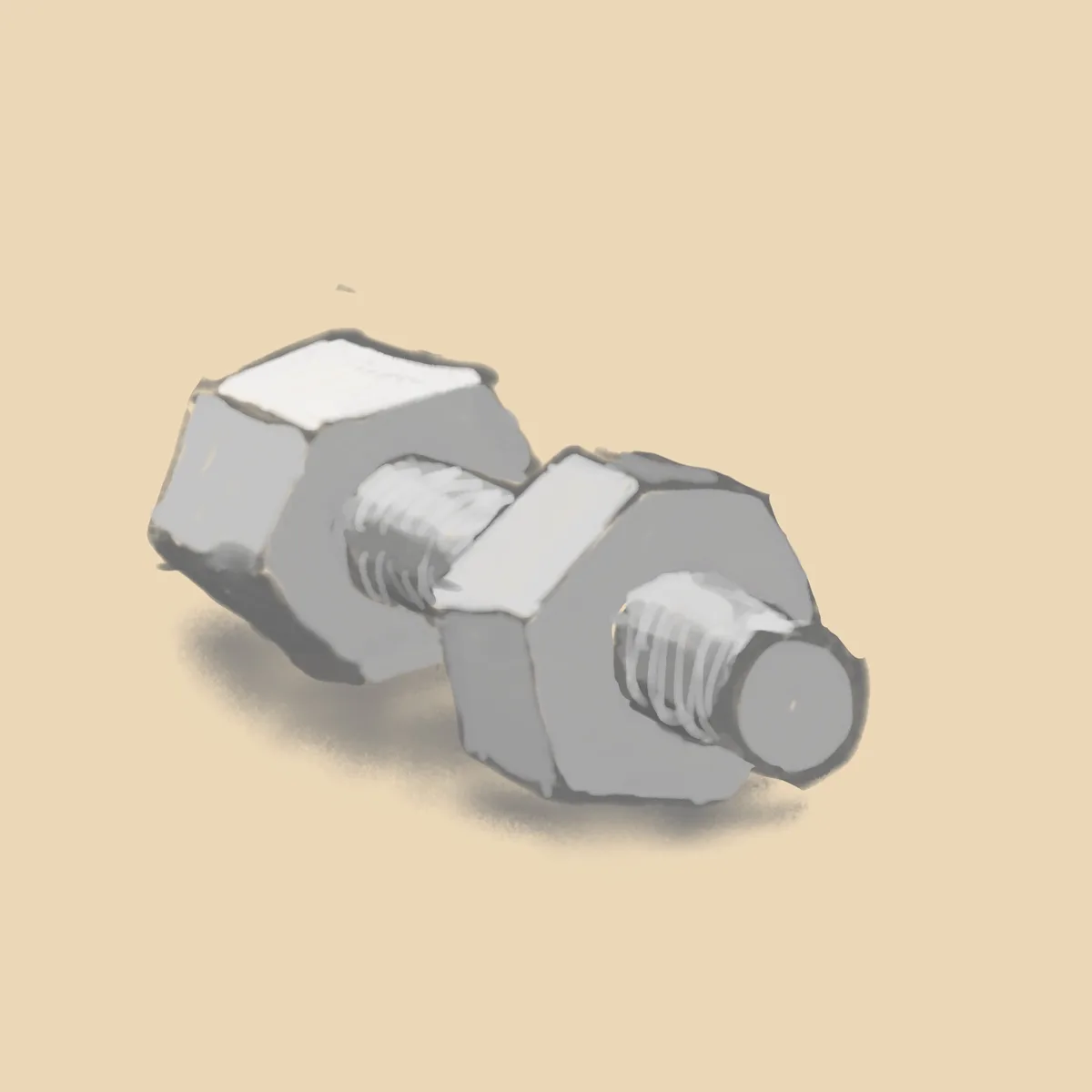 A Creative Sketch of Bolt and Nut