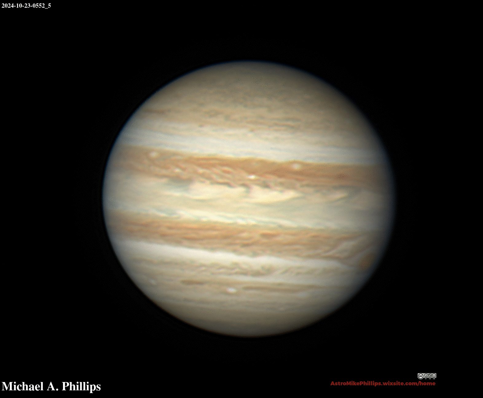 The image displays two rows of three identical photographs of the planet Jupiter, each showing its characteristic striped…