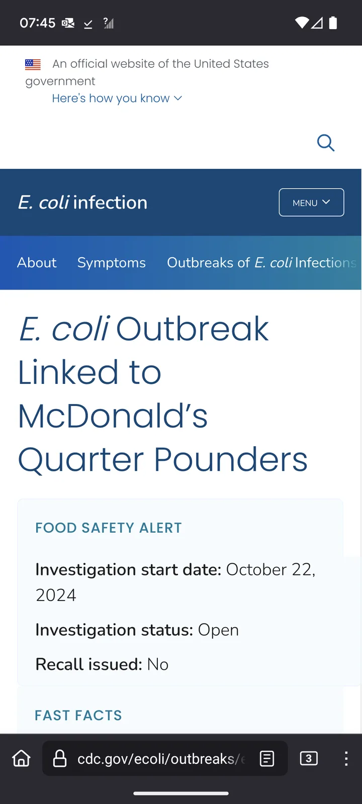 The McDonald's E-Coli Outbreak: A Cause for Concern