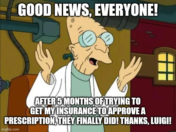 An animated image of the character Dr. Hibbert from 'Futurama' with his arms raised in excitement, wearing his signature…