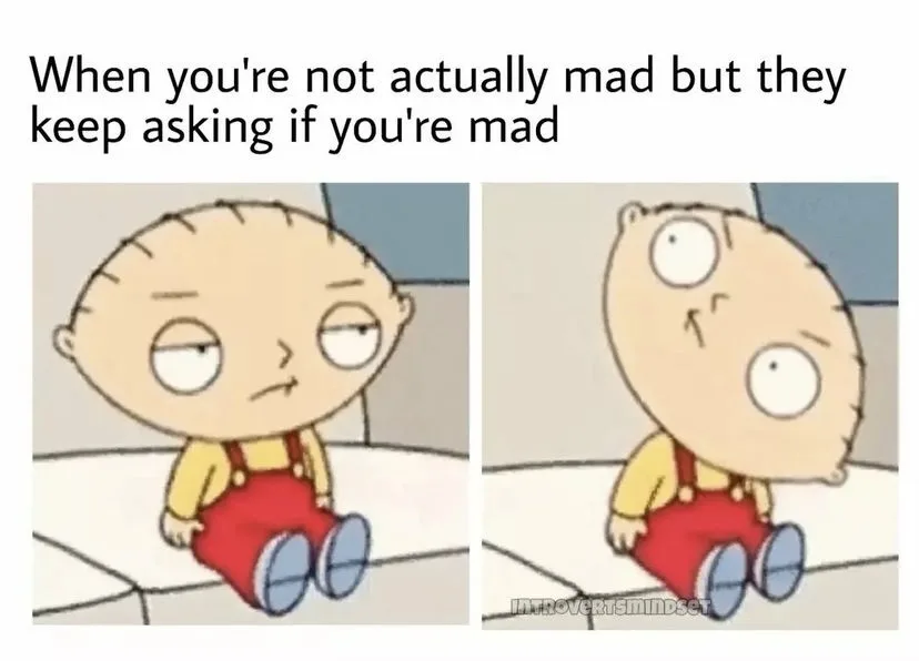 The image shows two panels of the cartoon character Stewie Griffin from Family Guy. In the left panel, he has a bored…
