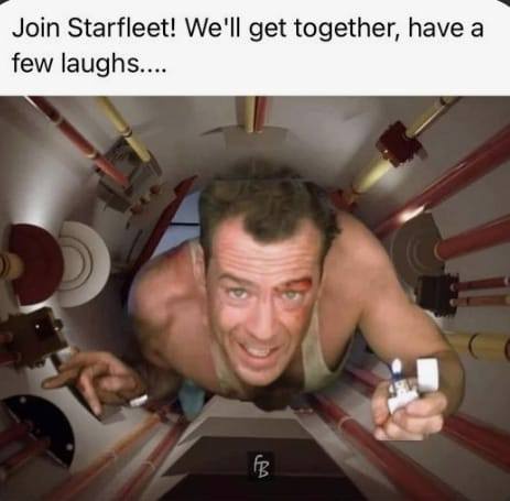 A shirtless man with a bruised face and a cigarette in his mouth looks down menacingly from a narrow, cylindrical corridor…