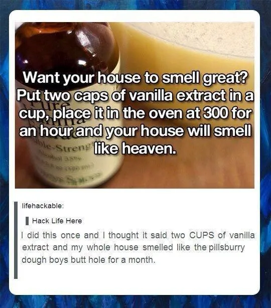 A close-up photo shows a bottle of vanilla extract next to a cup filled with a yellow liquid. Overlaid white text gives a…