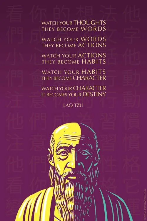 A stylized illustration of a bald, bearded man with a split face—one side yellow, the other teal—set against a purple…