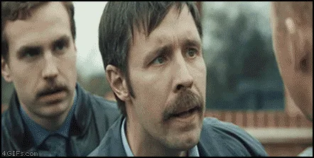 A six-panel image sequence from the movie 'The Town' shows actor Jeremy Renner's character reacting with increasing disgust…