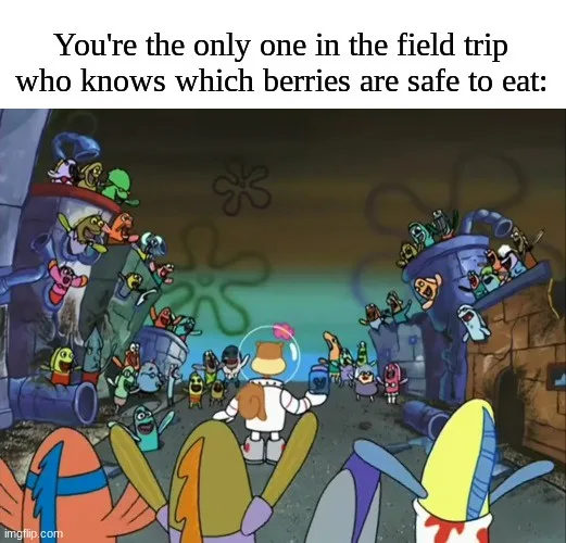 A scene from the animated show 'SpongeBob SquarePants' where a character in a white astronaut suit with a bubble helmet…