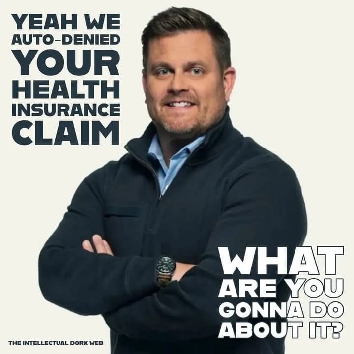 A man with arms crossed and a smug expression wears a dark zip-up jacket over a blue shirt. Text on the left says 'YEAH WE…