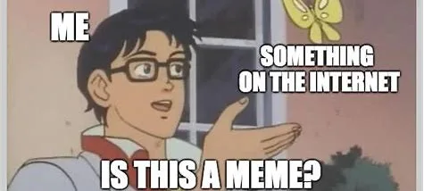 An anime character with glasses looks confused and gestures toward a butterfly flying near a window. The text overlaid on…