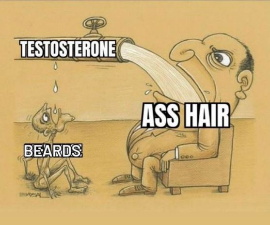 A cartoon depicts a large man sitting in a chair with a giant hose labeled 'TESTOSTERONE' pouring a stream of liquid…