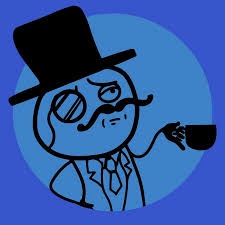 A cartoon man in a top hat and suit, holding a cup, has a skeptical and unimpressed expression. The text overlaid on the…