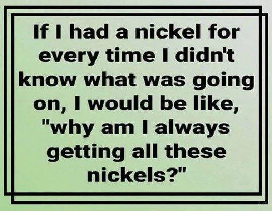 A light green background with a black double-lined border contains black text that reads: 'If I had a nickel for every time…