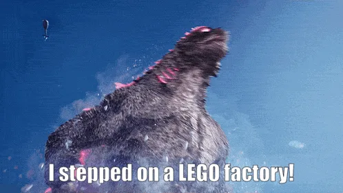 The image shows six panels of Godzilla, first with a normal appearance against a blue sky, then with glowing pink spines and…