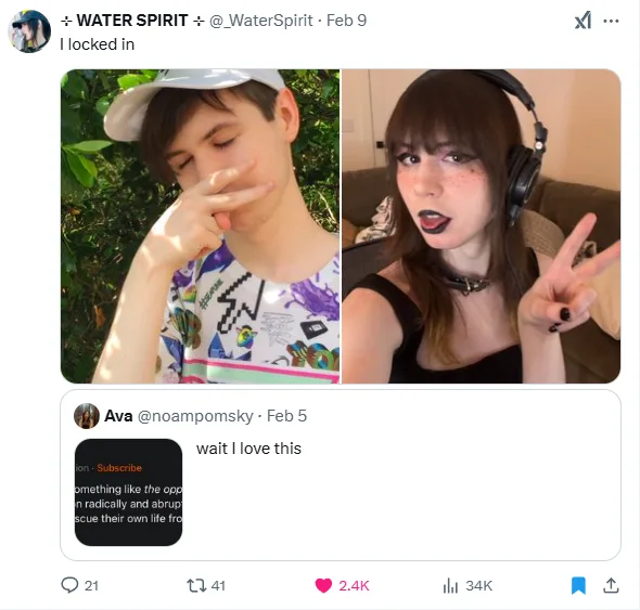 A screenshot of a Twitter thread showing two side-by-side photos: a young person with a cap covering their nose and mouth…