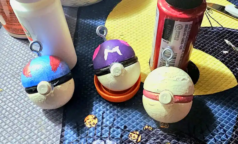 Handcrafted Pokeball Ornaments Perfect for Holiday Gifting