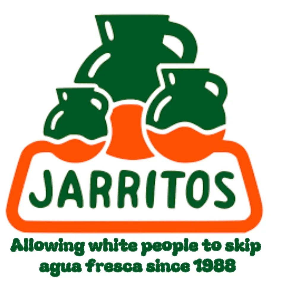 The image displays the Jarritos logo, featuring three green clay pots with orange liquid spilling out, above the brand name…